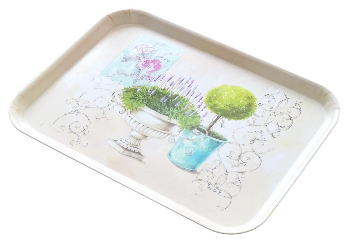 TABLETT Garten, rechteckige Melamin Serviertablett 38x26 cm - Grün, Kunststoff (26/2/38cm) - Lashuma
