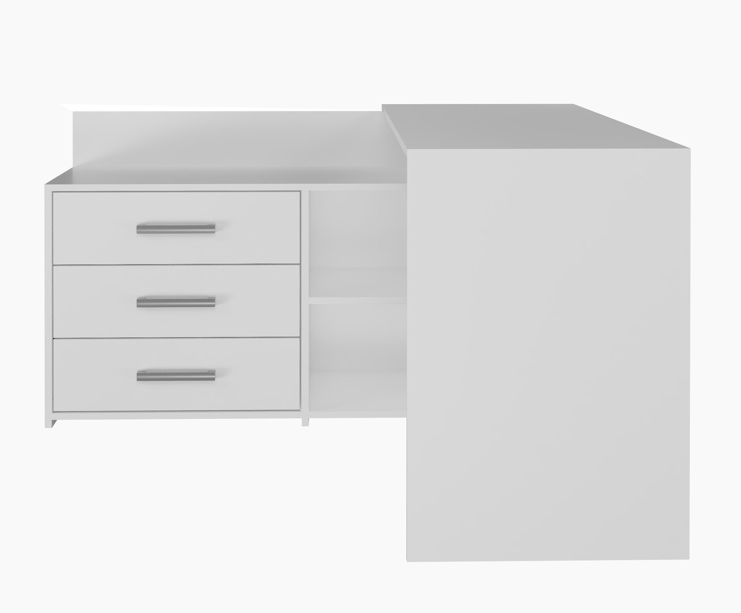 Thumbnail - CDF Eckschreibtisch, Weiß, Holzwerkstoff, 120x76x50 cm, Arbeitszimmer, Schreibtische, Eckschreibtische