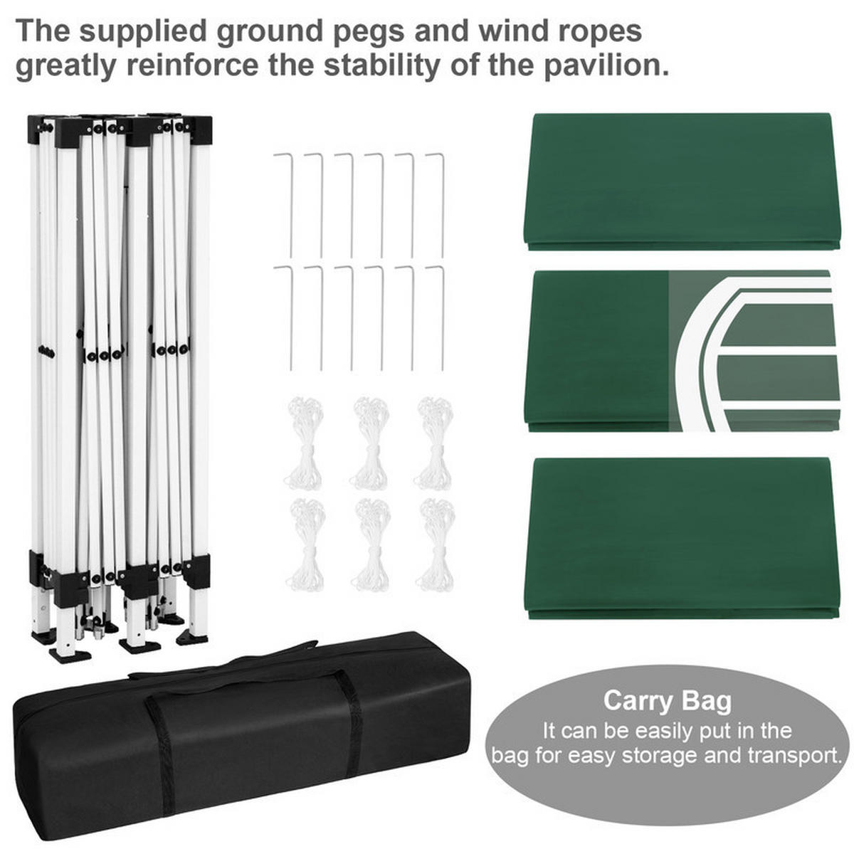 FALTPAVILLON –Grau– 3×6 m, UV-beständig und wasserdicht, mit 6 Seitenteilen - Grau, Metall (293/265/583cm) - Kaket