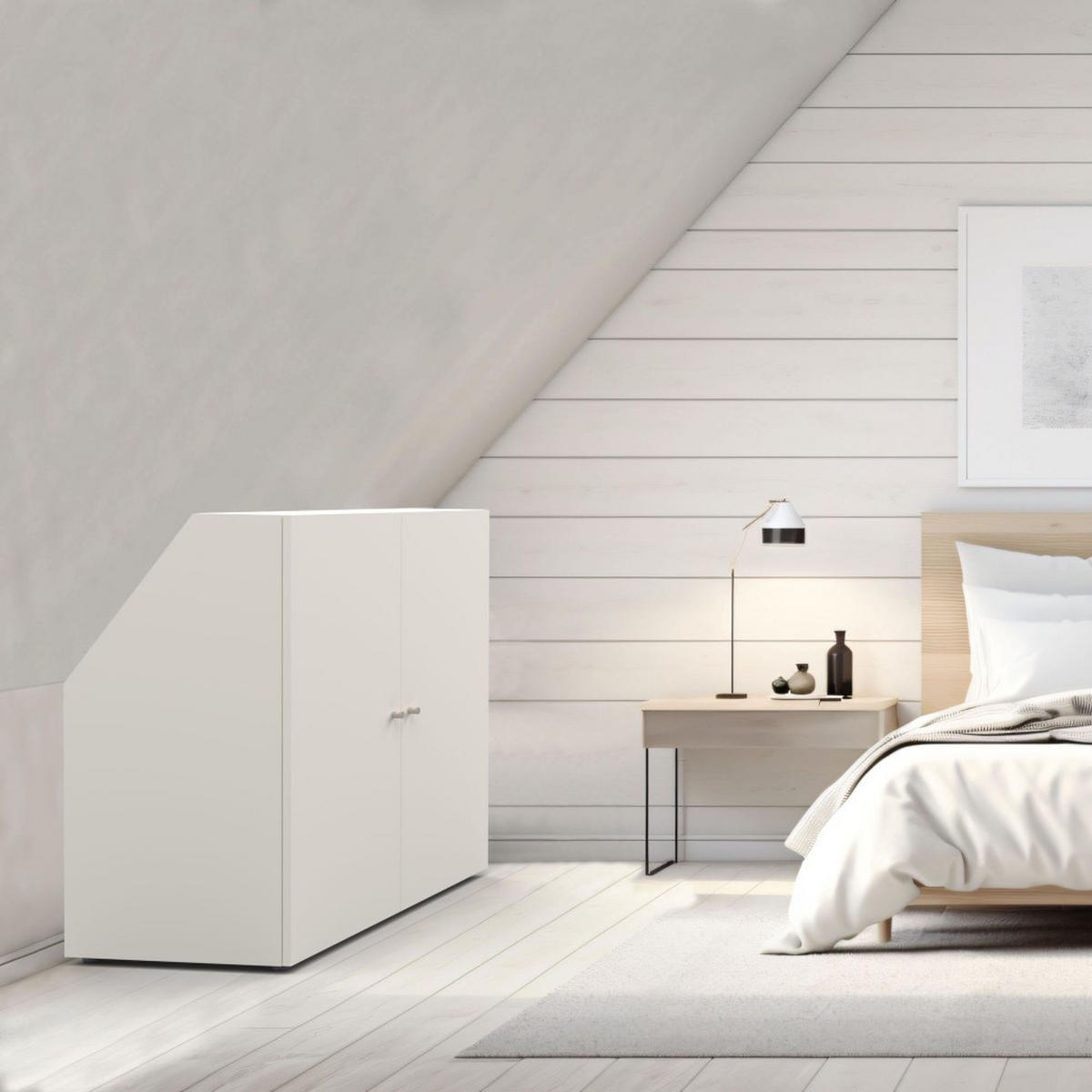 DACHSCHRÄGENSCHRANK CALI/ 100/100/51.8 cm - Weiß - Weiß, Holzwerkstoff (51.8/100/100cm) - Weber Industries