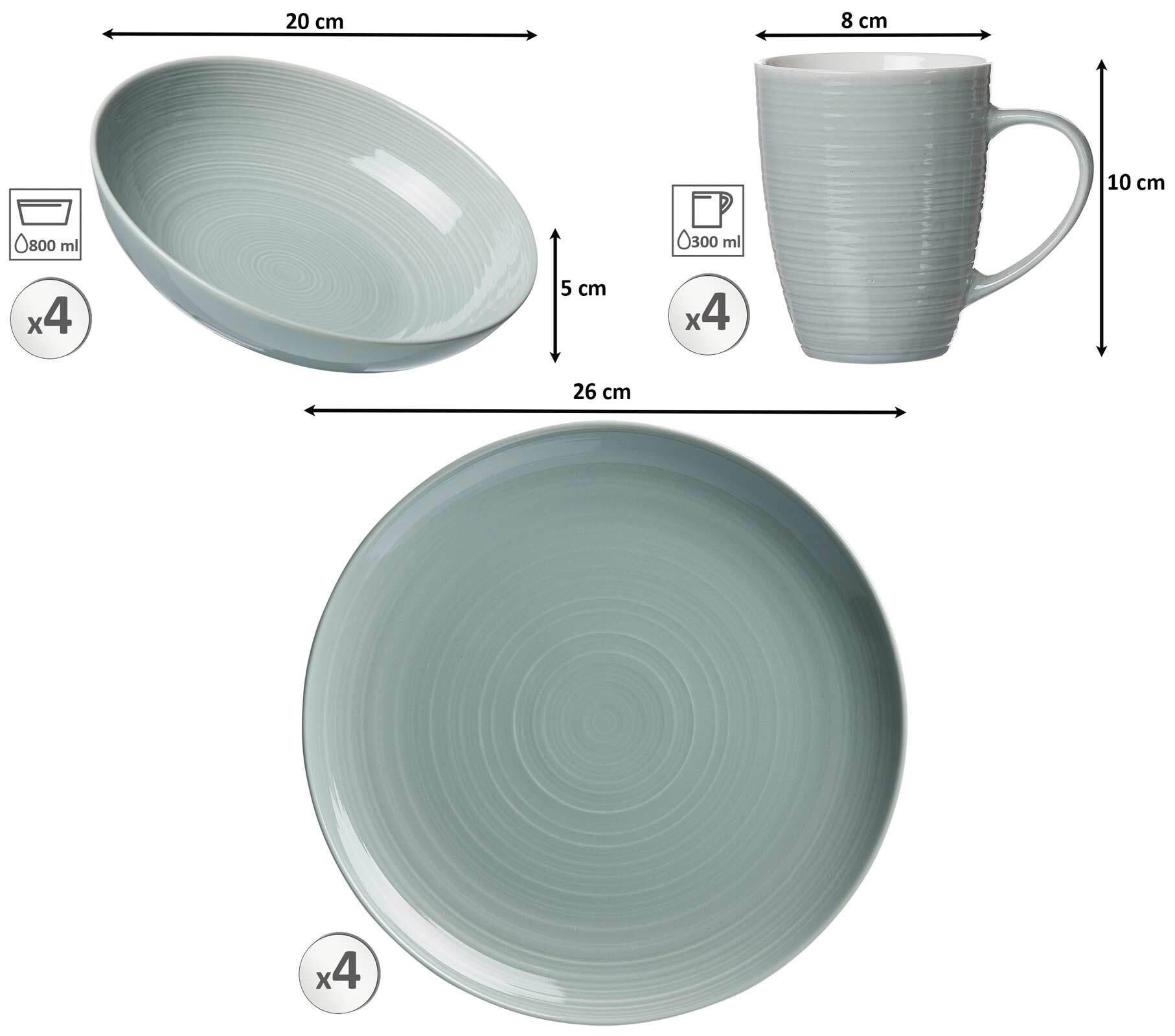 KOMBI-SET Suomi Blau 12er Set - Blau, Keramik (1/1/1cm) - Ritzenhoff Breker