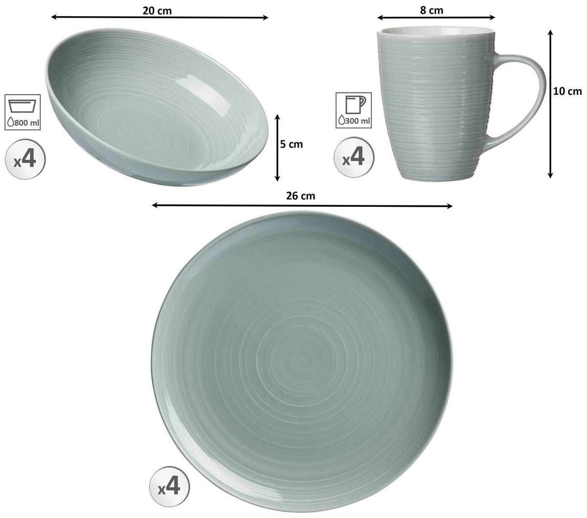KOMBI-SET Suomi Blau 12er Set - Blau, Keramik (1/1/1cm) - Ritzenhoff Breker