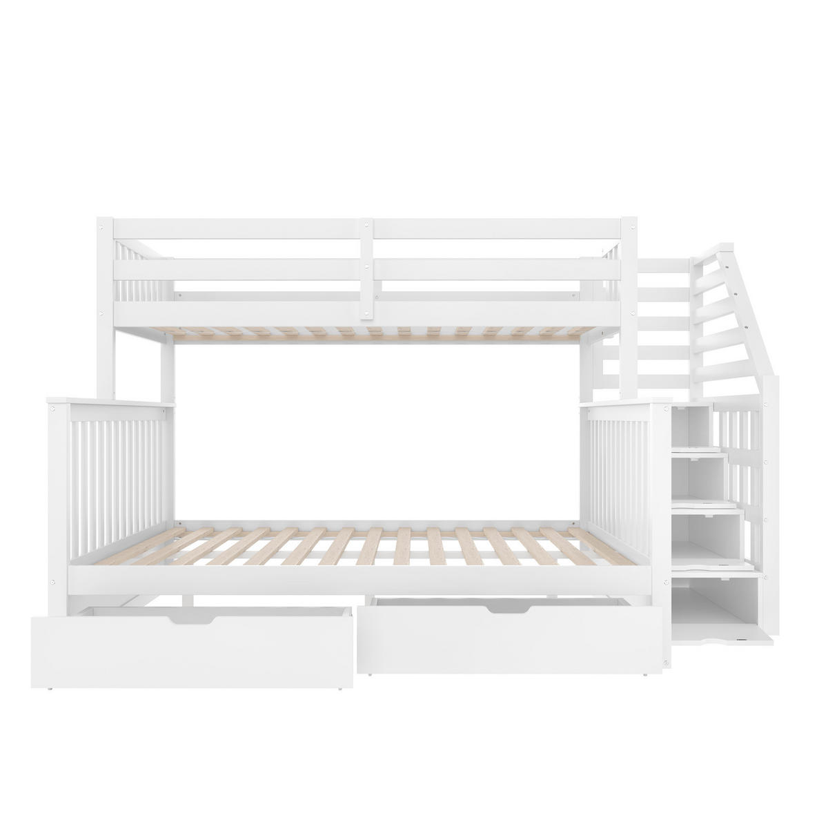 ETAGENBETT 90/200 und 140/200 cm aus Kiefer mit Schubladen in Weiß - Weiß, Holzwerkstoff (90/200cm) - Flora Grace