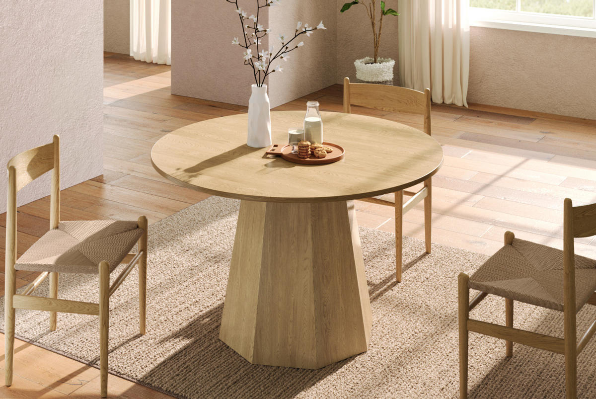 RUNDER Esstisch aus MDF, Ø 120/75 cm, Eichenoptik - Eichefarben, Holzwerkstoff (120/120/75cm) - Redom
