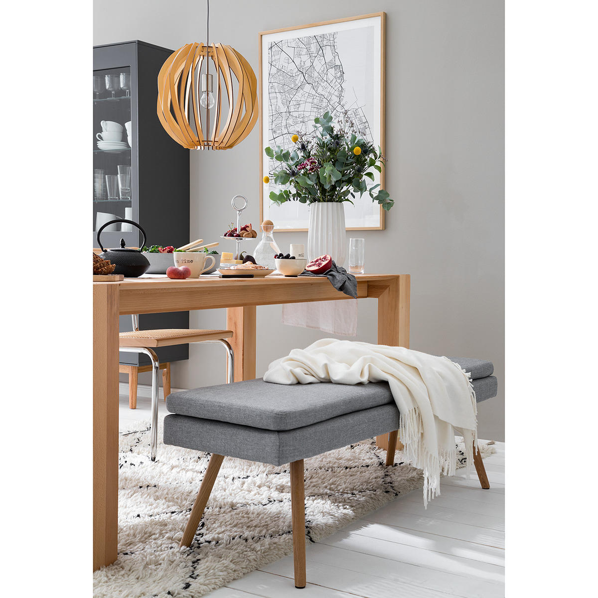 SITZBANK - Eichefarben/Graphitfarben, Eichenholz/Holz (140/48/41cm) - home24