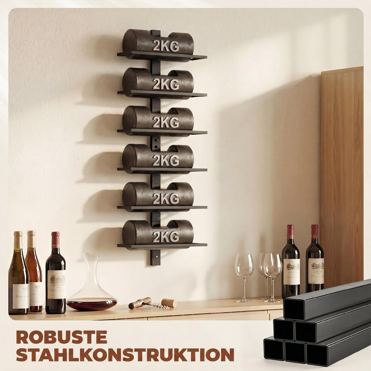 WEINREGAL Stahl Schwarz - Schwarz, Metall (10/71/27cm) - HOMCOM