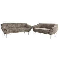 SEDACÍ SOUPRAVA 3+2 PIRS - Světle hnědá Manšestr - Bílé nohy - bílá/světle hnědá, kompozitní dřevo/textil (180/75/74cm) - MKS