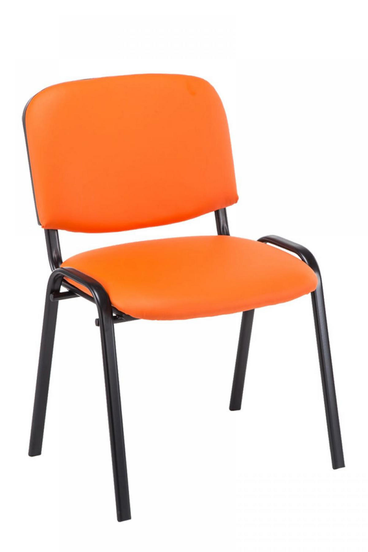 BESUCHERSTUHL 12er Set Lederlook orange - Schwarz/Orange, Textil/Metall (53/83/53cm) - CLP