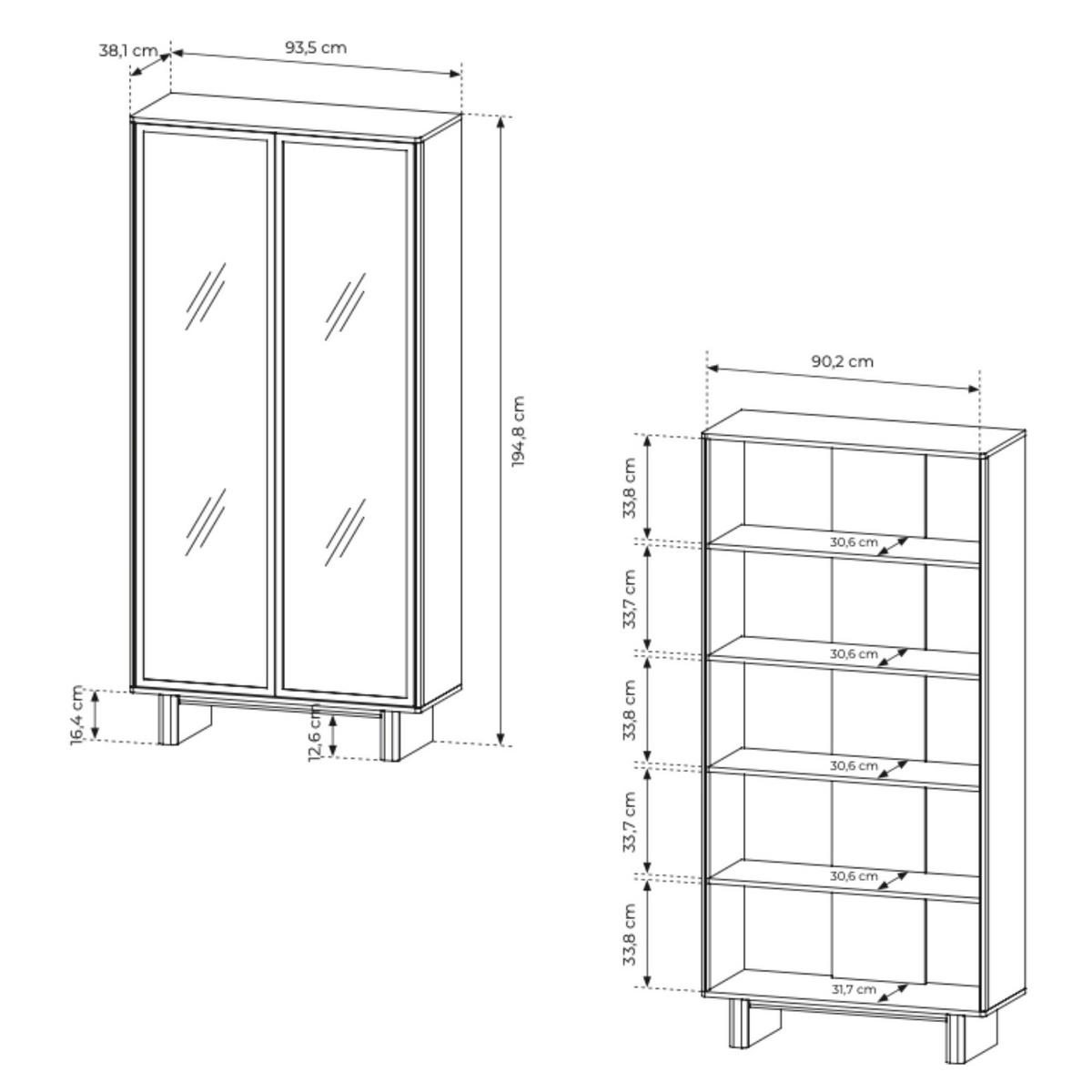 VITRINE: geölte Eiche, 93,5 x 194,8 x 38,1 cm - Eichefarben, Holzwerkstoff (93.5/194.8/38.1cm) - 3XE LIVING