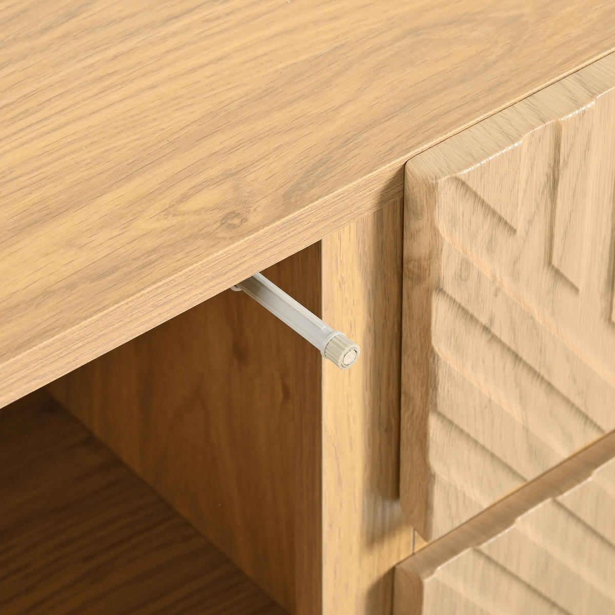 SIDEBOARD in Schwarz Standschrank mit 2 Türen, 3 Schubladen & Metallbeinen, mit Linien-Design, B140/T40/H75cm - Schwarz/Naturfarben, Holzwerkstoff/Metall (140/75/40cm) - STILVORA