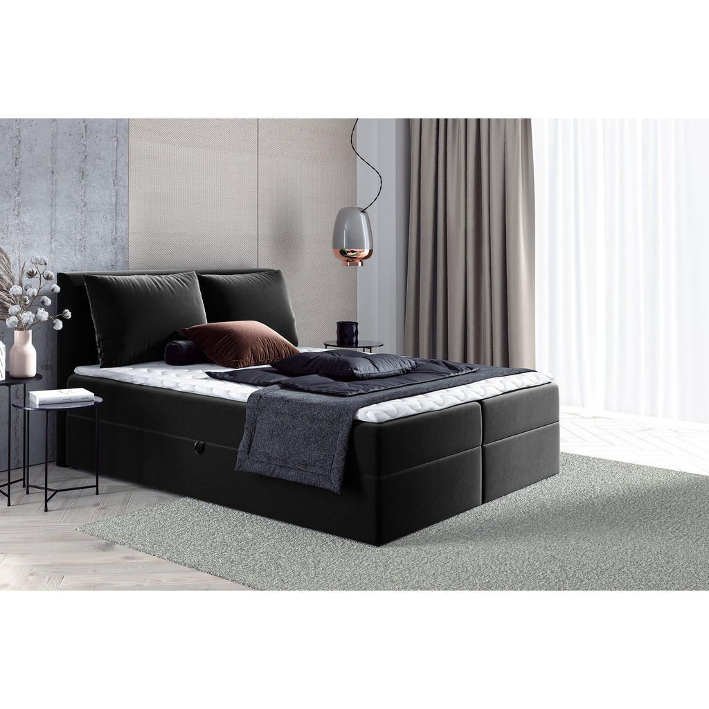 Thumbnail - Sofnet Boxbett, Schwarz, Textil, H3, Rechteckig, 160x200 cm, Schlafzimmer, Betten, Boxspringbetten