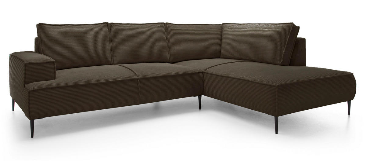 SCHLAFSOFA 275 cm L-Form Harmonia mit Beinen, Rechts, Braun - Braun, Holz (195/275cm) - Emporius