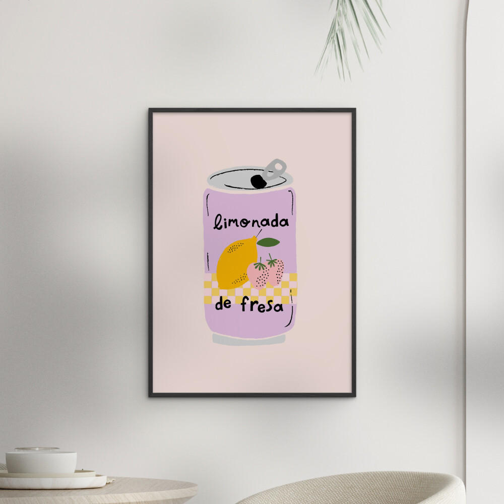POSTER mit Rahmen Aislinn Simmonds - Strawberry Lemonade - Pink/Schwarz, Holz/Papier (30/40cm) - Poster&Frame