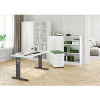 BÜROMÖBEL Solido in Weiß 7 teilig - Weiß, Holzwerkstoff (120/80/200cm)