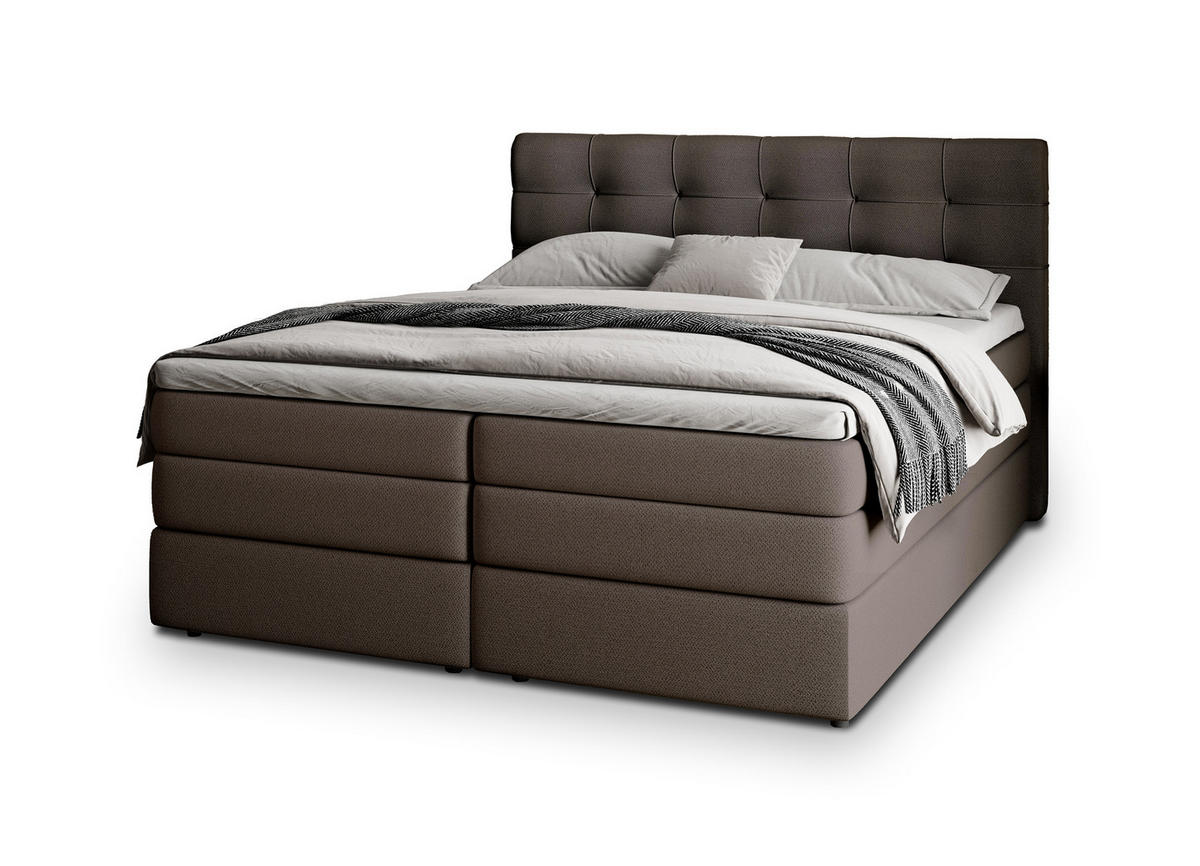 POSTEL BOXSPRING AREZI 160x200 cm, s matrací a úložným prostorem, hnědá - hnědá, kompozitní dřevo/textil (160/200cm) - MASSENO