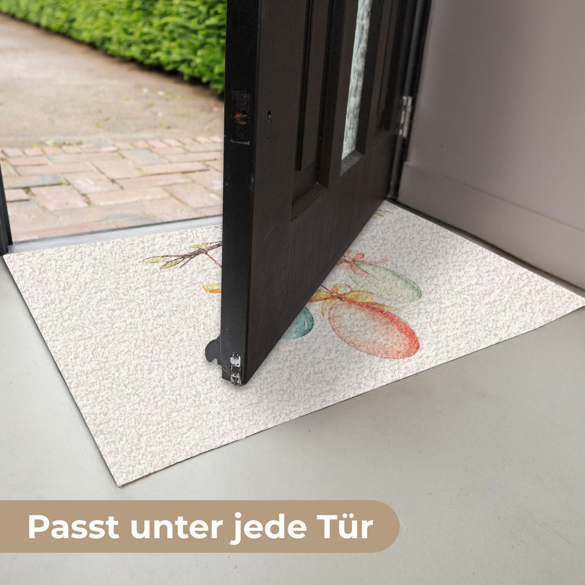 FUSSMATTE Osterkuchen - Schleife - Eier 60x40 cm - Creme, Kunststoff (40/60cm) - MuchoWow