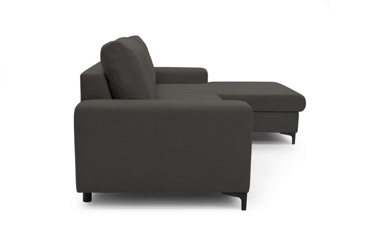 ECKSOFA AVRA L-förmig, mit Stauraumbehälter-in RINO-Stoff, Komfort & Eleganz, lose Rückenkissen, freistehend, RECHTS 251x165x85 cm Graphite - Graphitfarben, Holz/Textil (251/165cm) - DomoHome