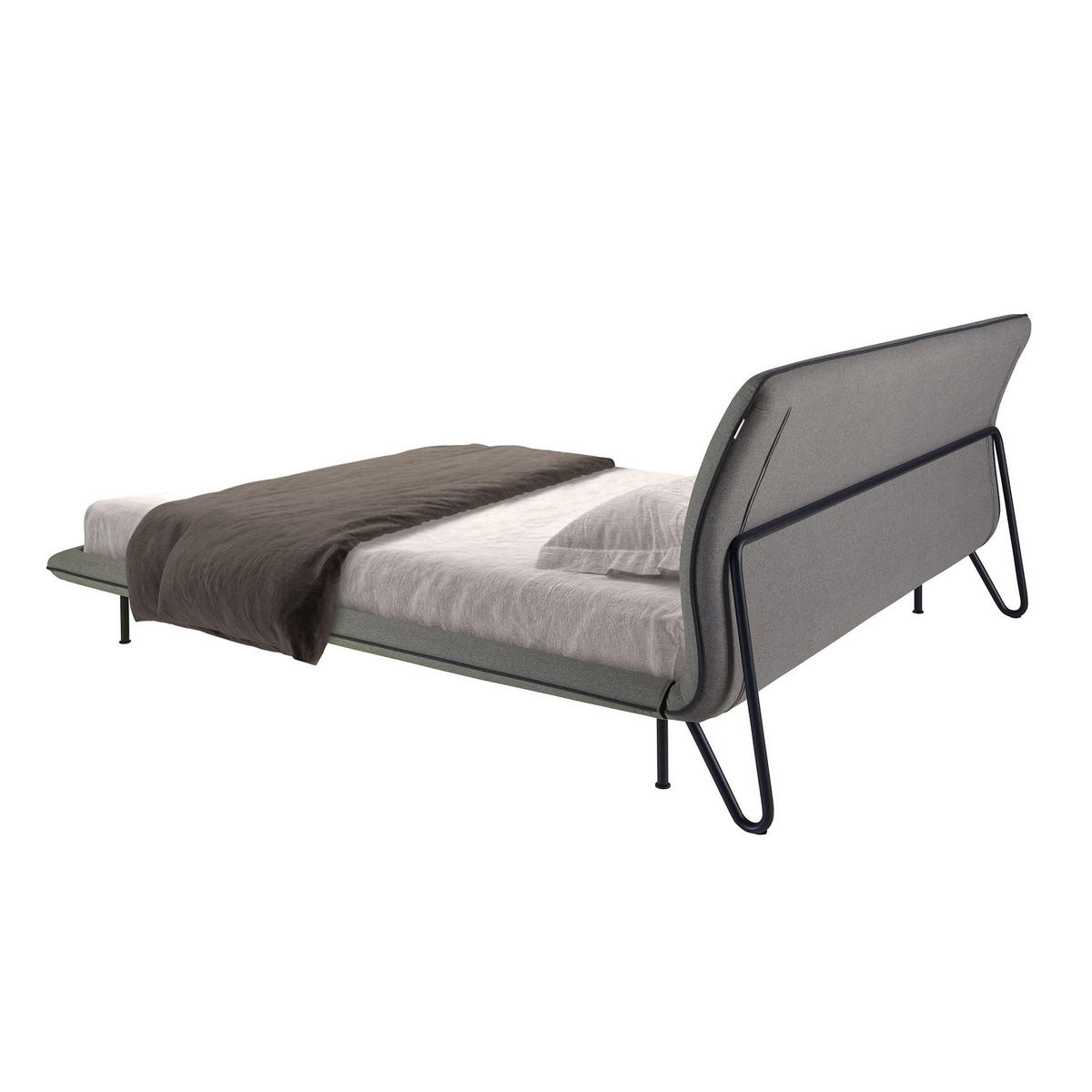 BETT aus Stoff 200/237/96 cm - Dunkelgrau/Schwarz, Holz/Textil (180/200cm) - ANGEL CERDA