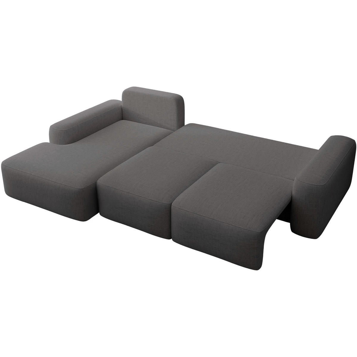 ECKSOFA Carnos mit Ballkissen, Dunkelgrau Chenille, linksseitig - Dunkelgrau/Schwarz, Kunststoff/Textil (264/162cm) - Selsey