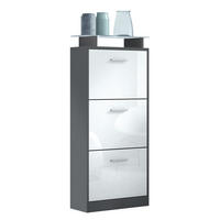 SCHUHSCHRANK Lavia Front in Weiß Hochglanz - Weiß Hochglanz, Holzwerkstoff (46/128/23cm) - Vladon