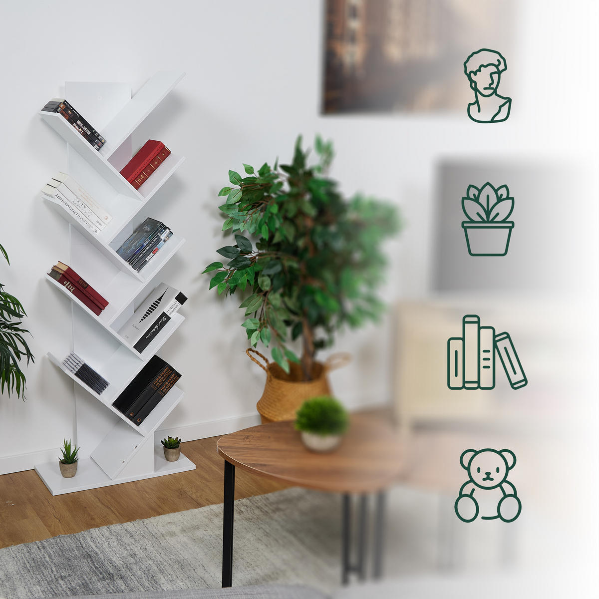 BÜCHERREGAL - Weiß, Holzwerkstoff (51/138/25cm) - Relaxdays