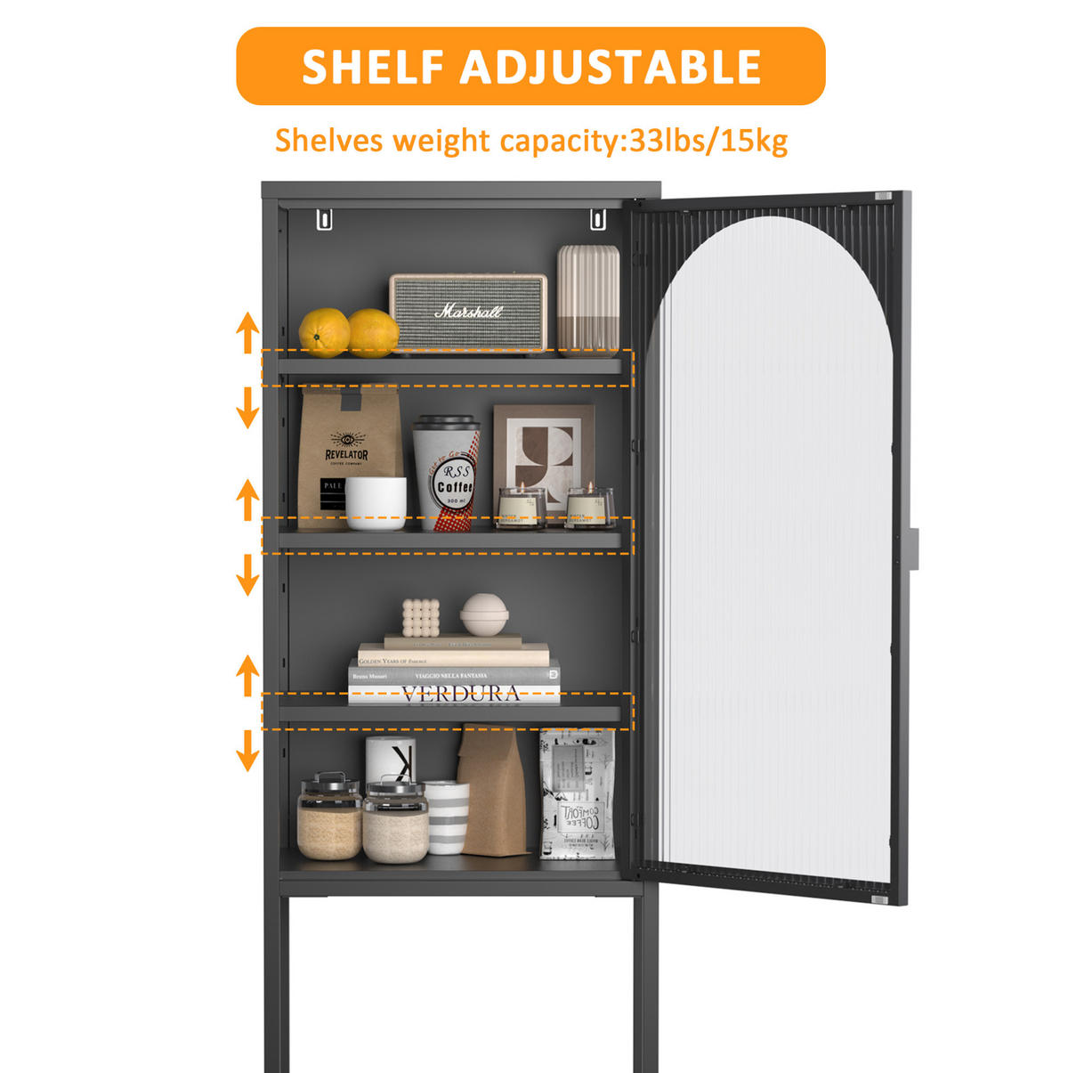 VITRINE 50/35/160 cm Schwarz aus Metall und Glas mit verstellbaren Einlegeböden - Schwarz, Glas (35/160/50cm) - OKMYHOME