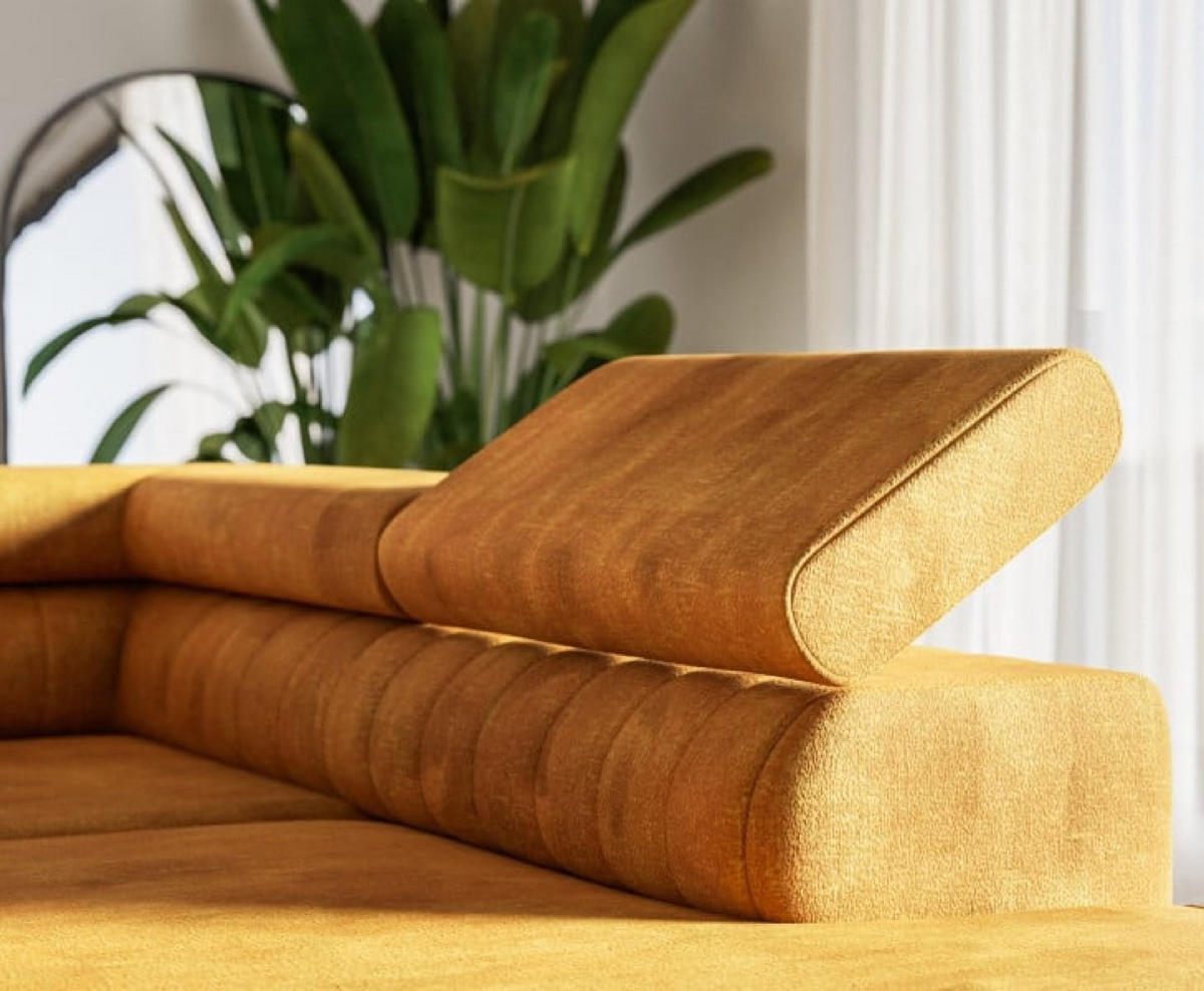 ECKSOFA Terra Senfgelb NOLA Mit Verstellbaren Kopfstützen Rechts - Gelb/Goldfarben, Textil (203/274cm) - Sepro Meble