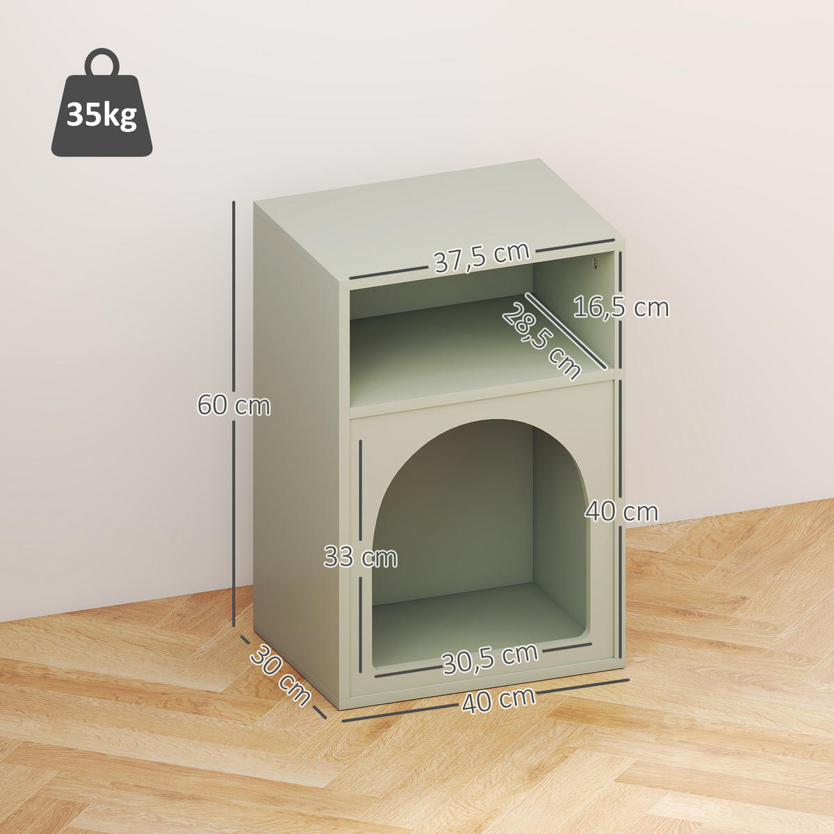 NACHTTISCH Hellgrün MDF offene Fächer 2er-Set - Grün, Holzwerkstoff (40/60/30cm) - PANGIVO