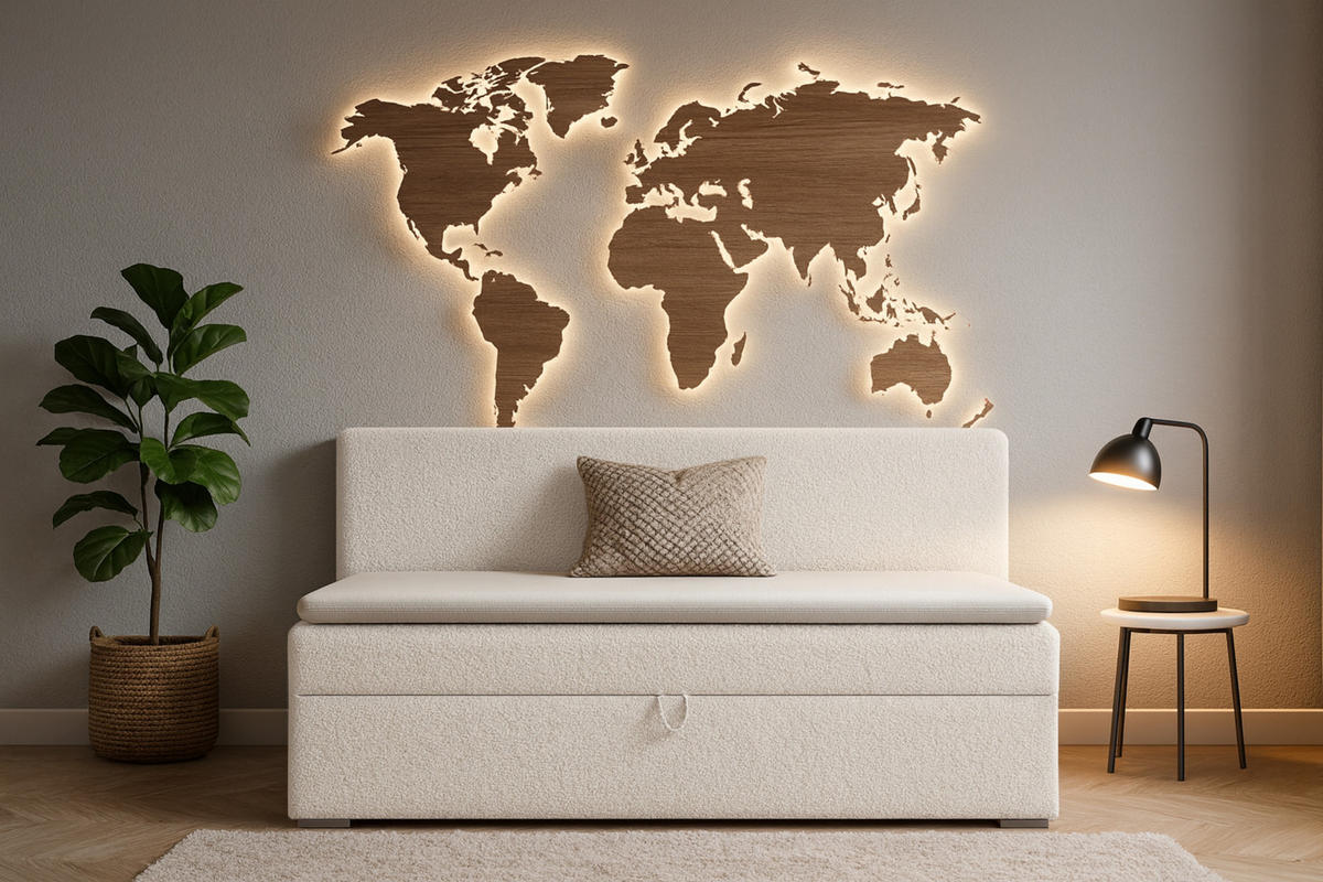 BOXBETT PAOLO 100/200 Boucle Creme mit Bonell-Federkernmatratze H3 - Creme, Holz/Holzwerkstoff (100/200cm) - Deine Möbel 24