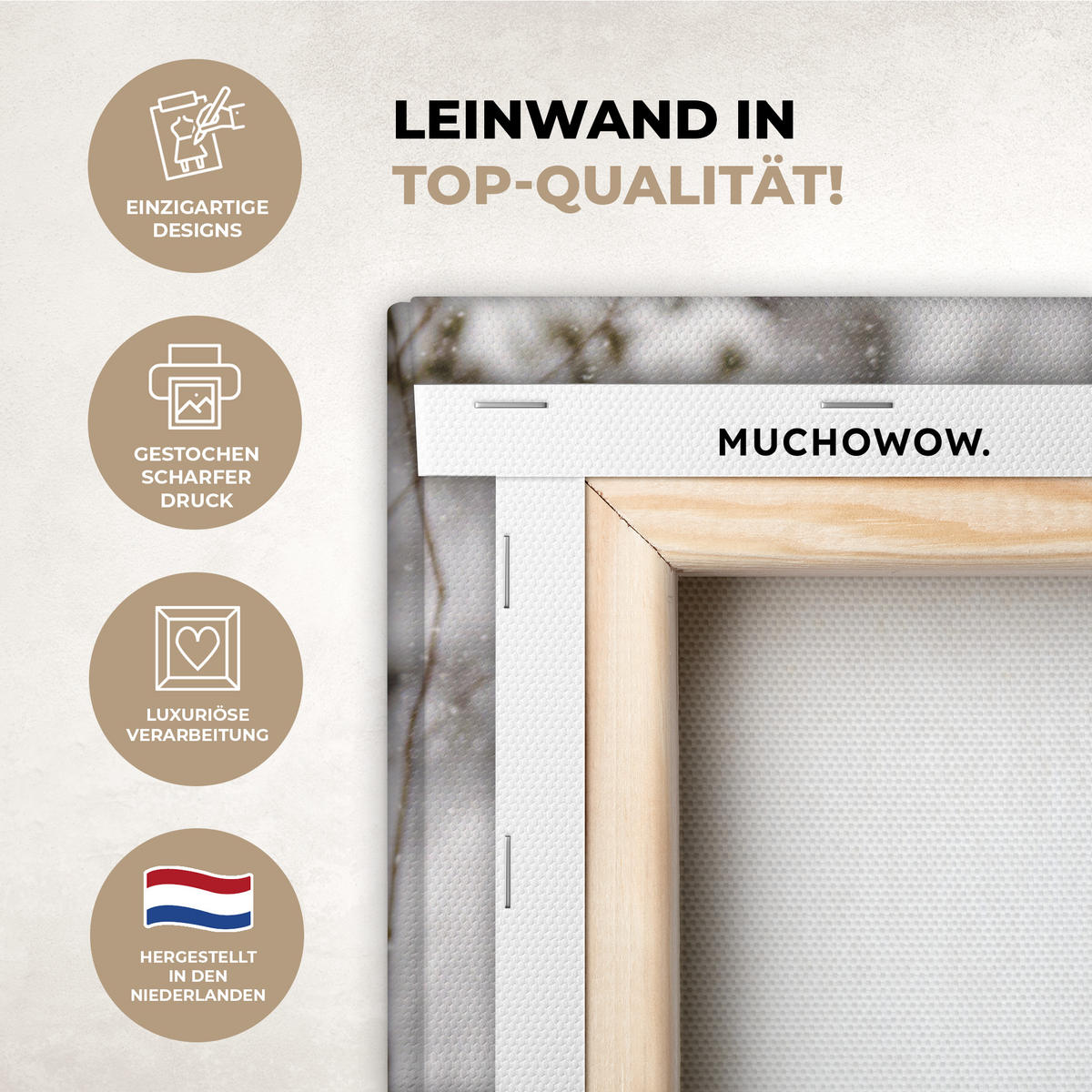 LEINWANDBILD Wolf - Winter - Schnee - Natur - Tiere 20x20 cm - Haselnussfarben, Textil (20/20cm) - MuchoWow