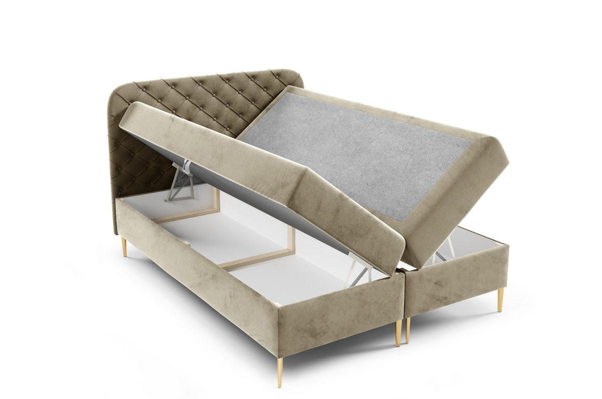 BOXBETT mit zwei Bettkasten 120x200 cm in Hellbraun - Hellbraun, Textil (120/200cm) - Home Collective