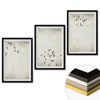 WANDBILDER 3er-Set - 40x60 cm Schwarzer Rahmen - Minimalistische Vogelmalerei - Schwarz, Kunststoff (40/60cm) - ArtPrintCave