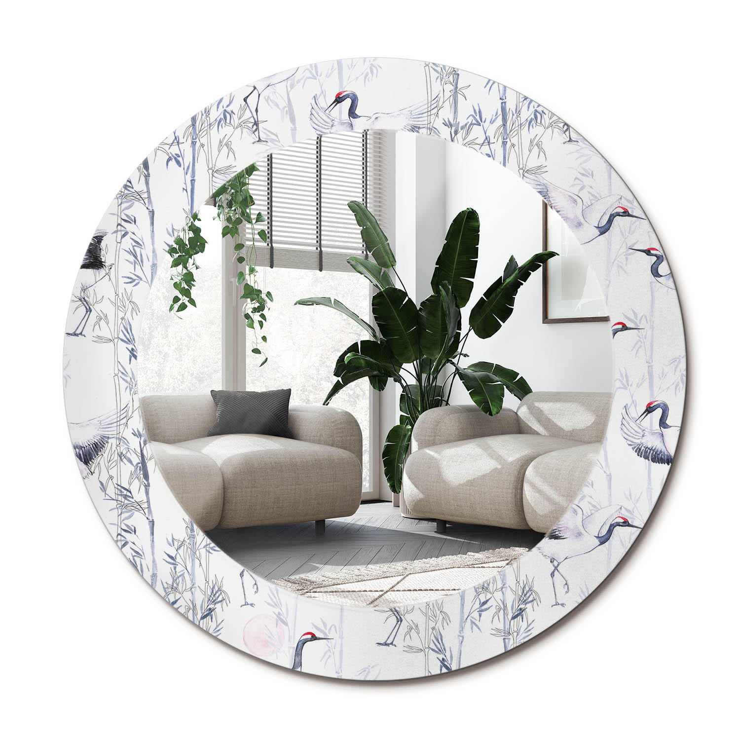 Wallfluent Spiegel Weiß, Blau 60x60x0.4 cm
