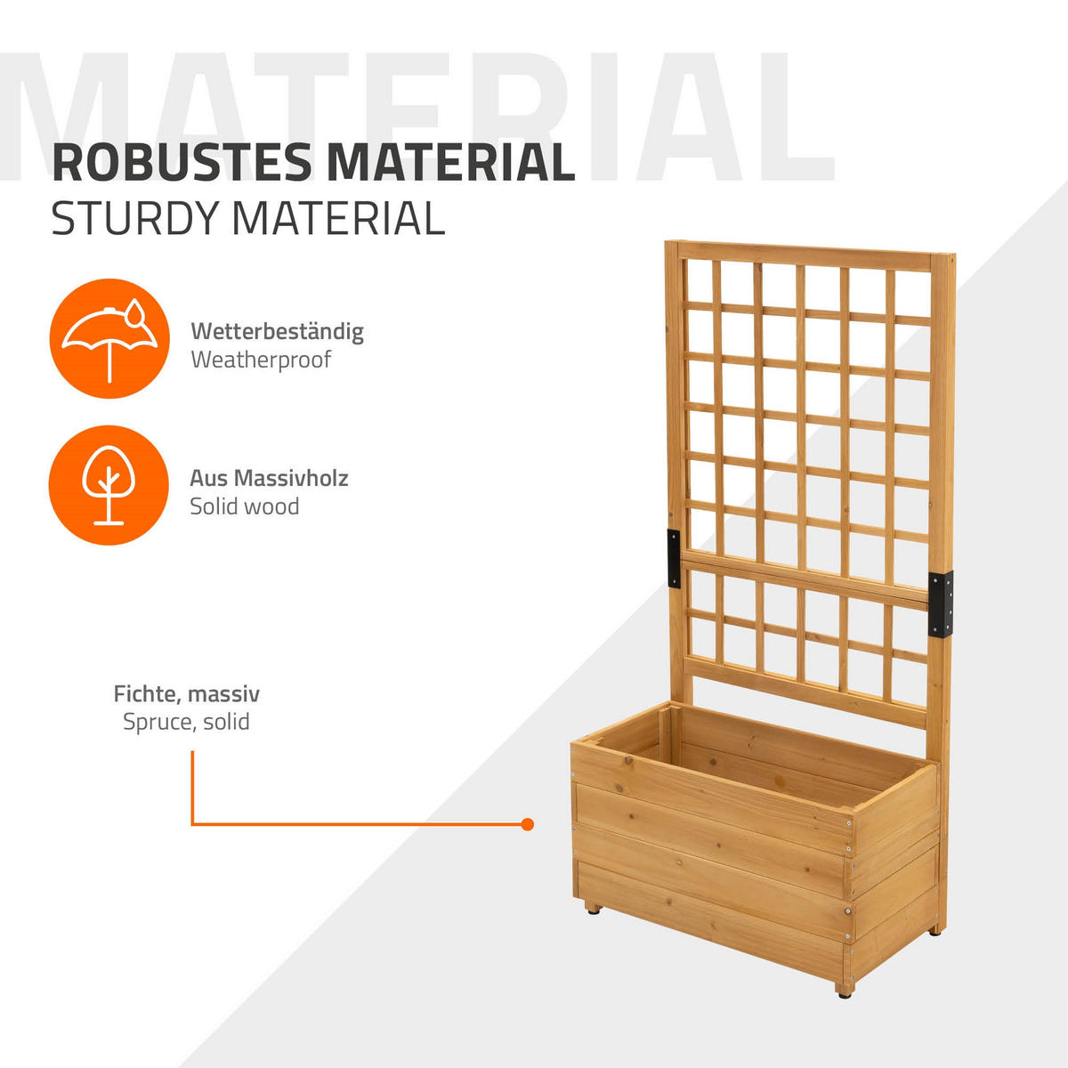 PFLANZKASTEN mit Rankgitter Fichtenholz 67,5×139×36,5 cm Braun - Braun, Holz (67.5/139/36.5cm) - ML-DESIGN