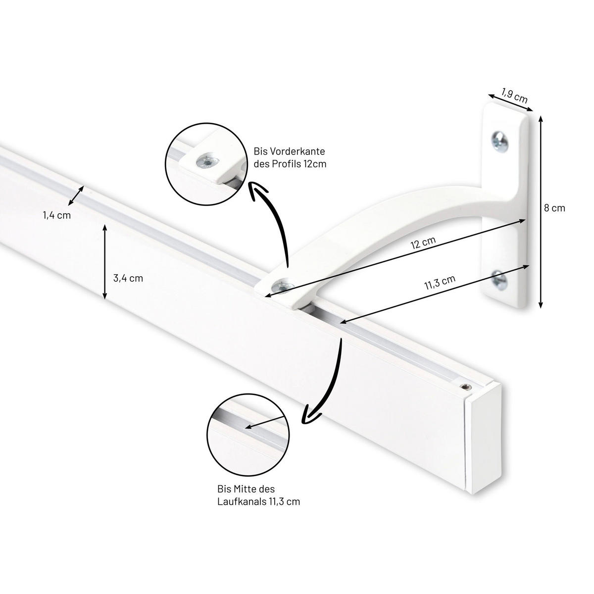 GARDINENSCHIENE auf Maß 1-lauf Wandmontage Curve 480cm - Weiß, Metall (480cm) - Deco-Raum