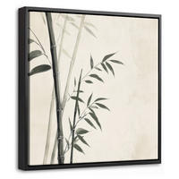 LEINWAND Bilder mit Rahmen - Japandi - Bambus - Beige - 20x20 - Eukalyptusholzfarben, Textil (20/20cm) - MuchoWow