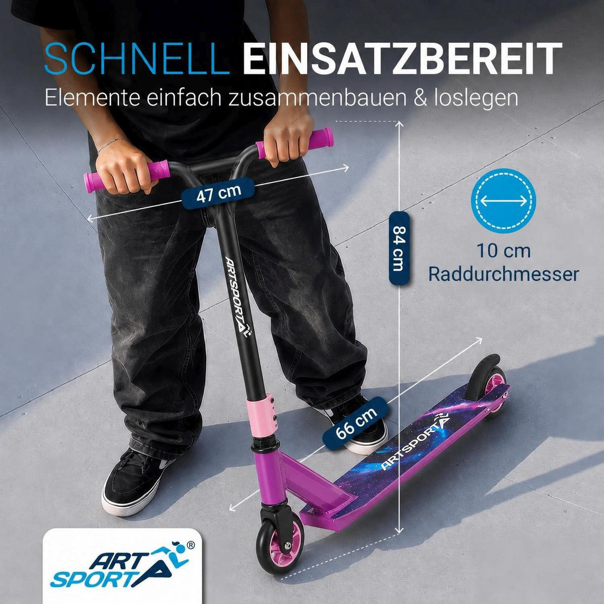 STUNTSCOOTER Galactic Cruiser - Rosa, Metall (66/47/84cm) - Artsport