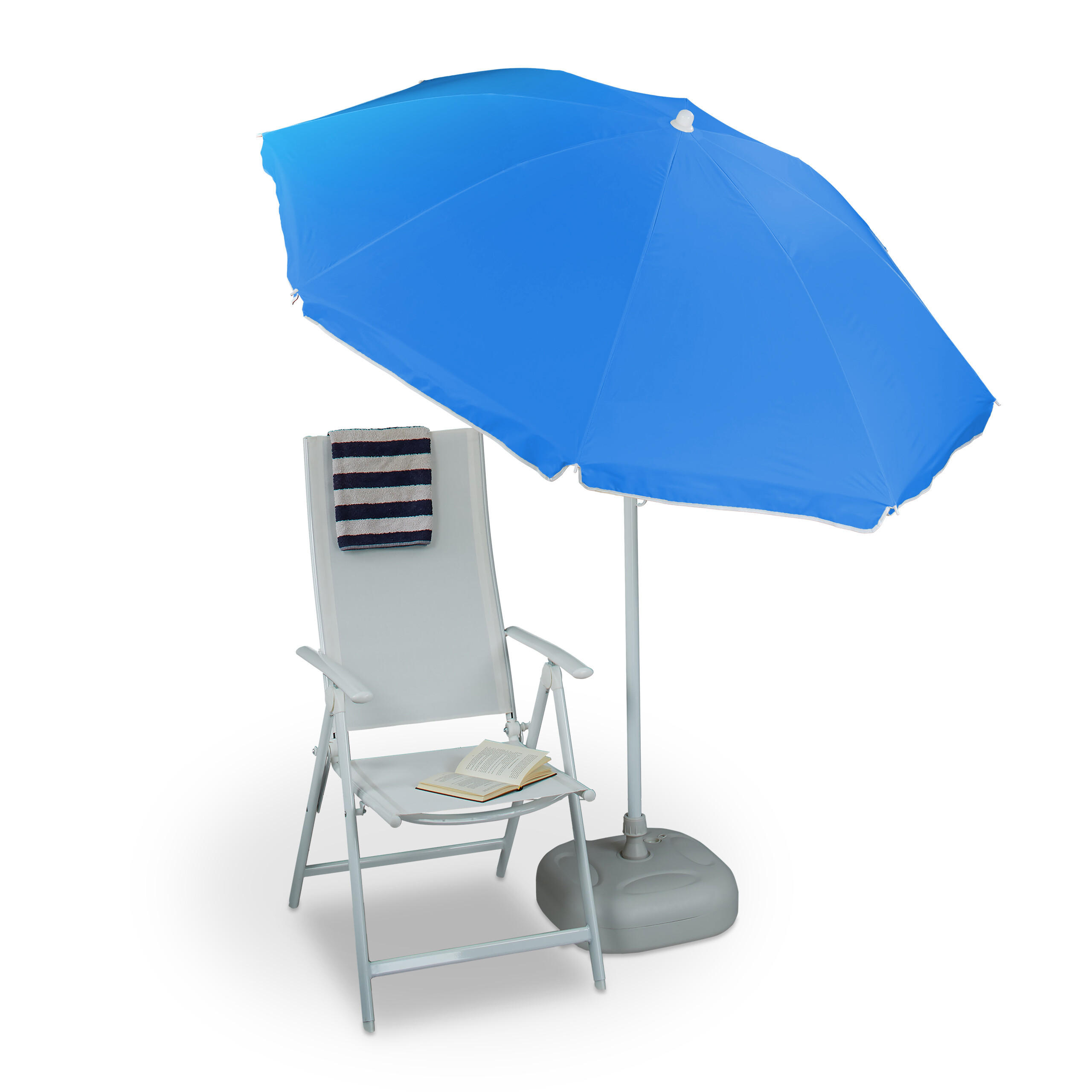 SONNENSCHIRM - Blau, Textil/Metall (180/180cm) - Relaxdays