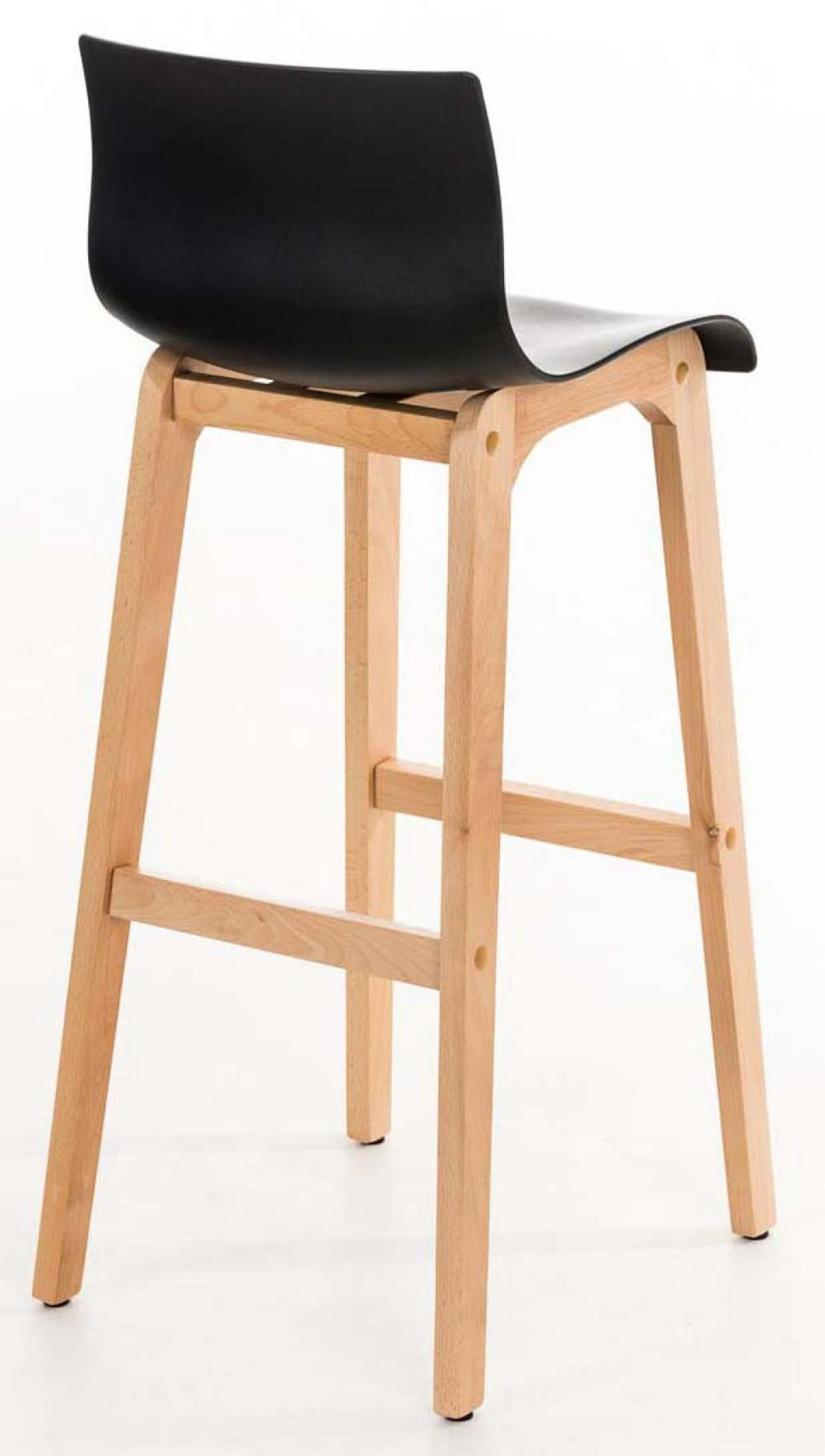 BARHOCKER 2er Set Holz schwarz - Eukalyptusholzfarben/Schwarz, Holz (41/101/46cm) - CLP