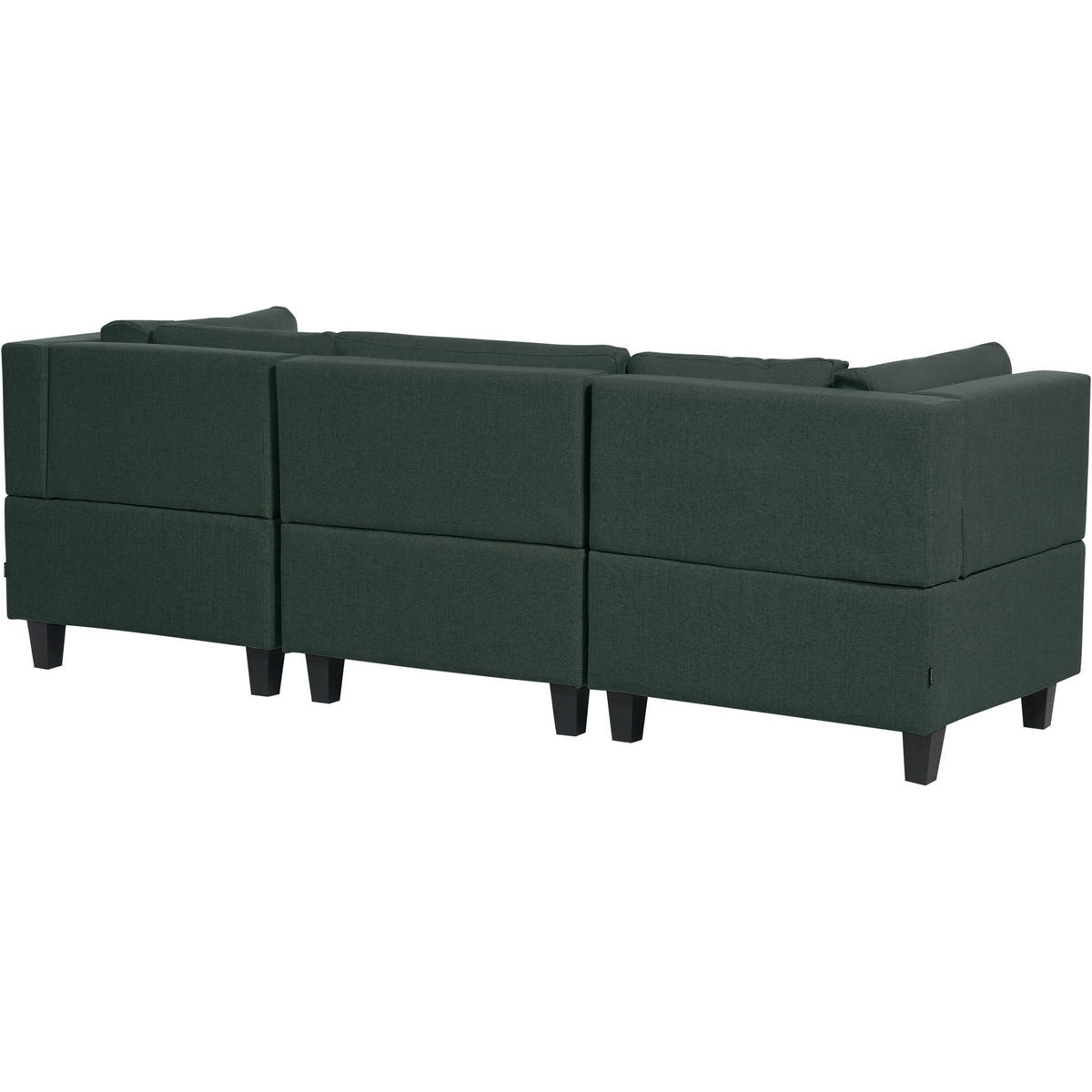 3-SITZER-SOFA Leinenoptik Dunkelgrün Unstad - Schwarz/Grün, Textil (228/72/76cm) - Beliani