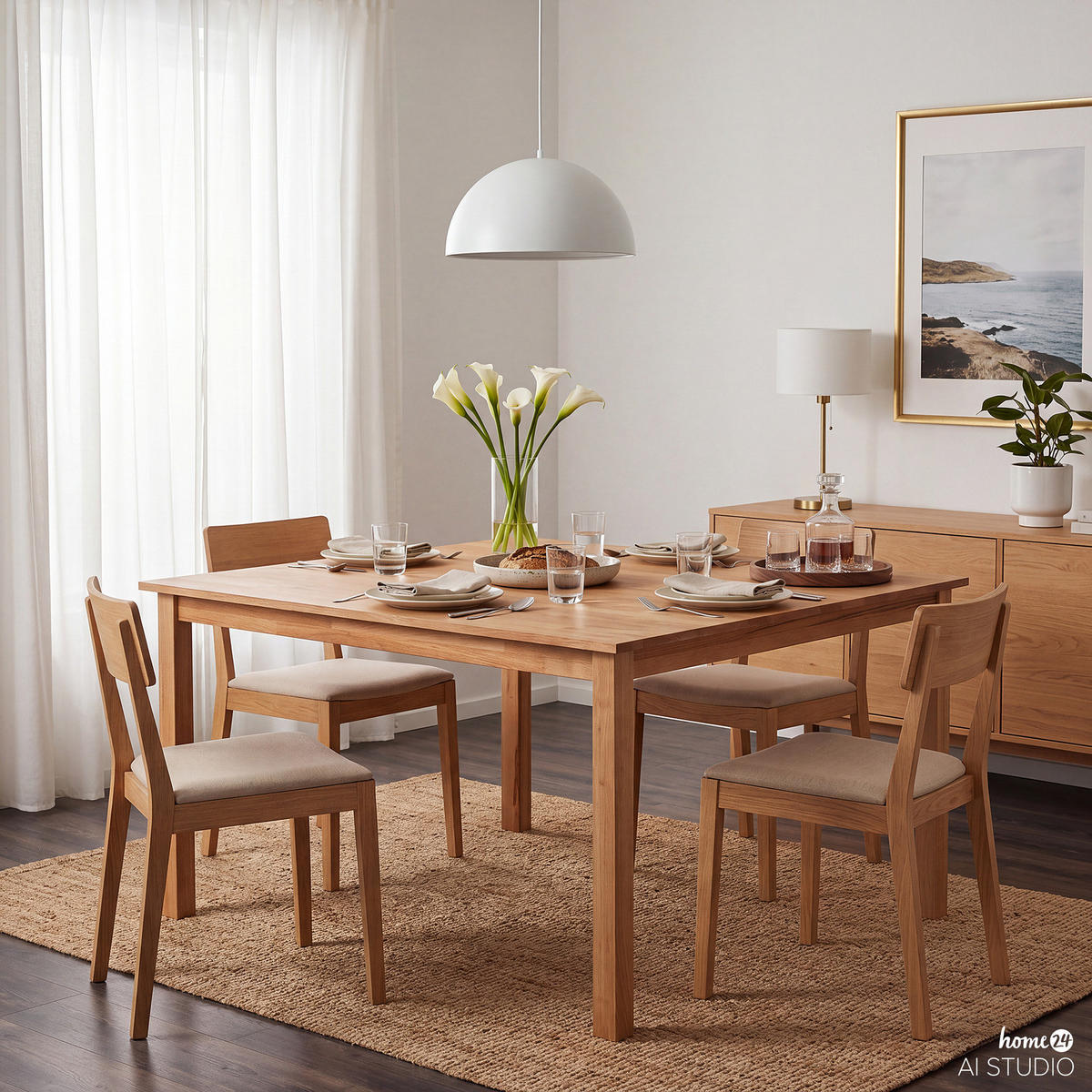 ESSTISCH - Massivholz - Buchefarben, Holz (80/120/75cm) - home24