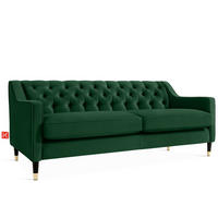 3-SITZER-SOFA NOMUS 3-Sitzer Velours, gesteppt, Dunkelgrün - Wengefarben/Dunkelgrün, Holz/Holzwerkstoff (192/78/80cm) - KONSIMO®