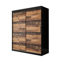 SCHWEBETÜRENSCHRANK 200/150/62 2-türig - Eichefarben/Schwarz, Holz/Kunststoff (150/200/62cm) - MÖBEL KRYSPOL