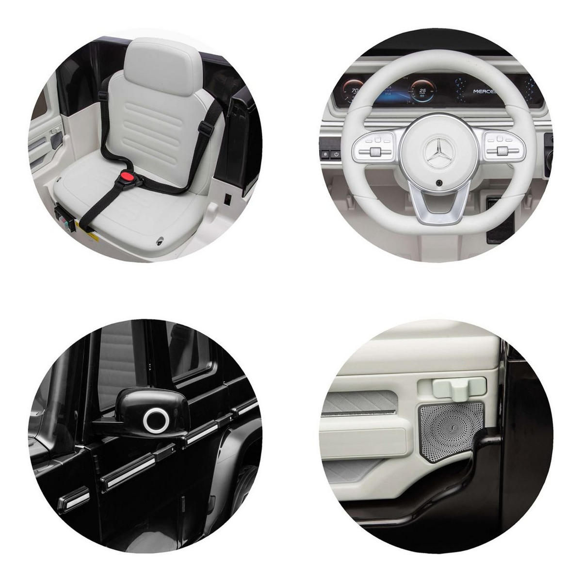 ELEKTROAUTO Mercedes SUV EQG weiß Gurt, Stoßdämpfer, Fernbedienung - Weiß, Kunststoff (121/74/62cm) - Chipolino