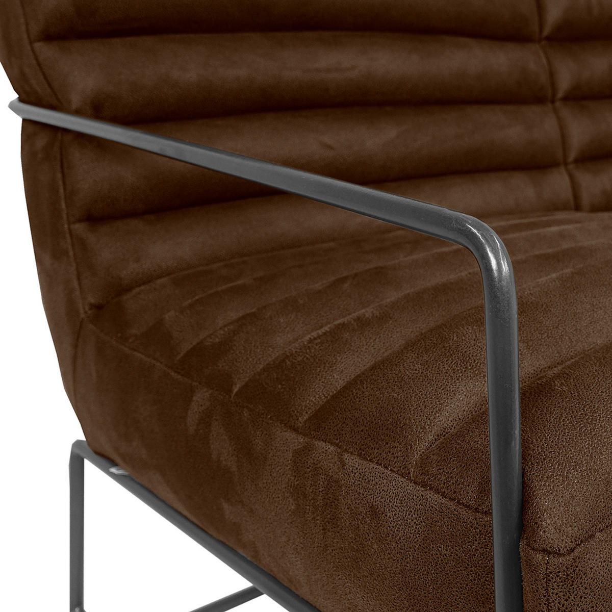 2-SITZER SOFA - Antiklederlook - Braun, Textil/Metall (121/81/78cm) - home24