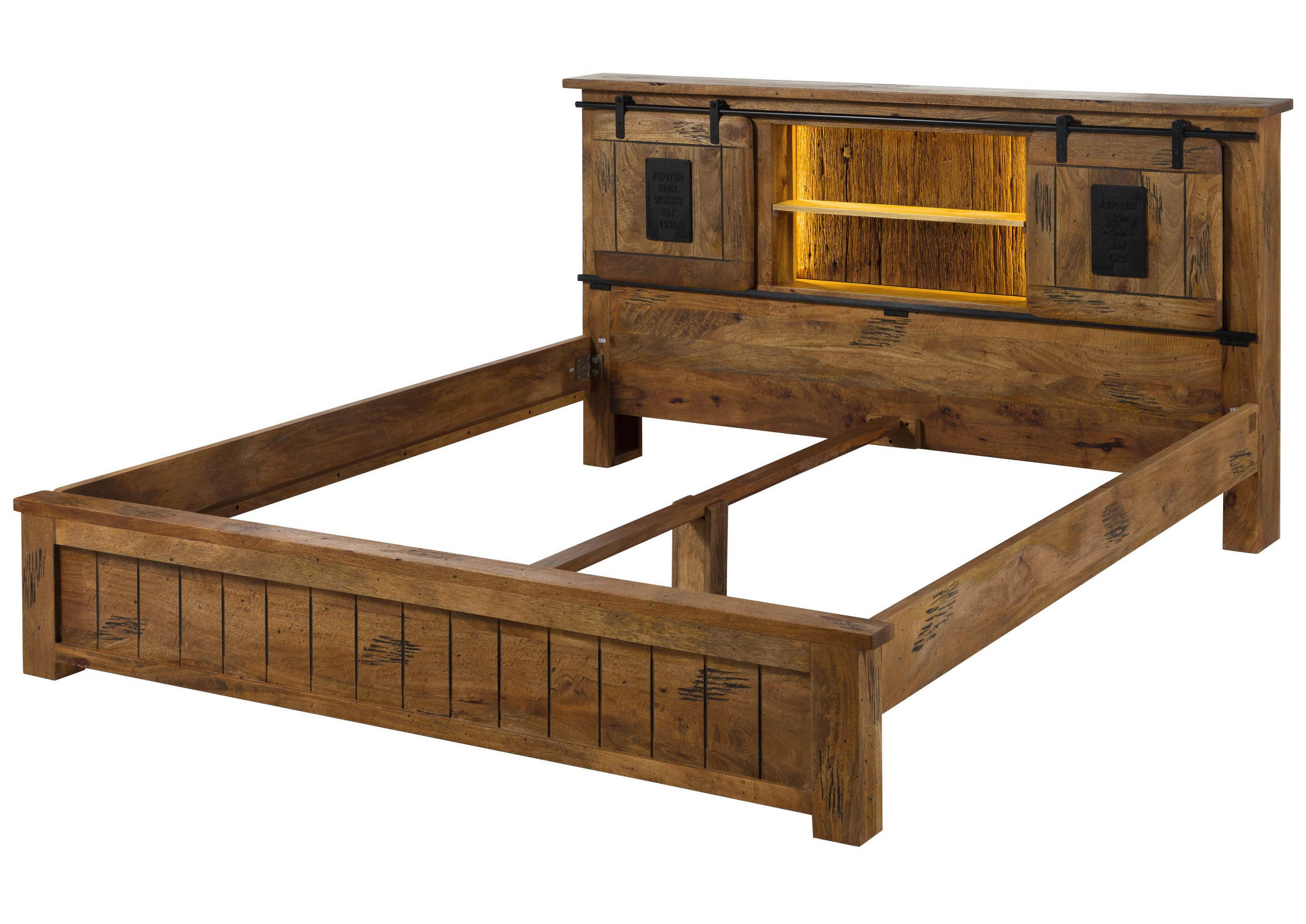 HOLZBETT Mango / Altholz 180x200x106 natur lackiert RAILWAY LUX #112 - Naturfarben, Holz (180/200cm) - Massivmoebel24