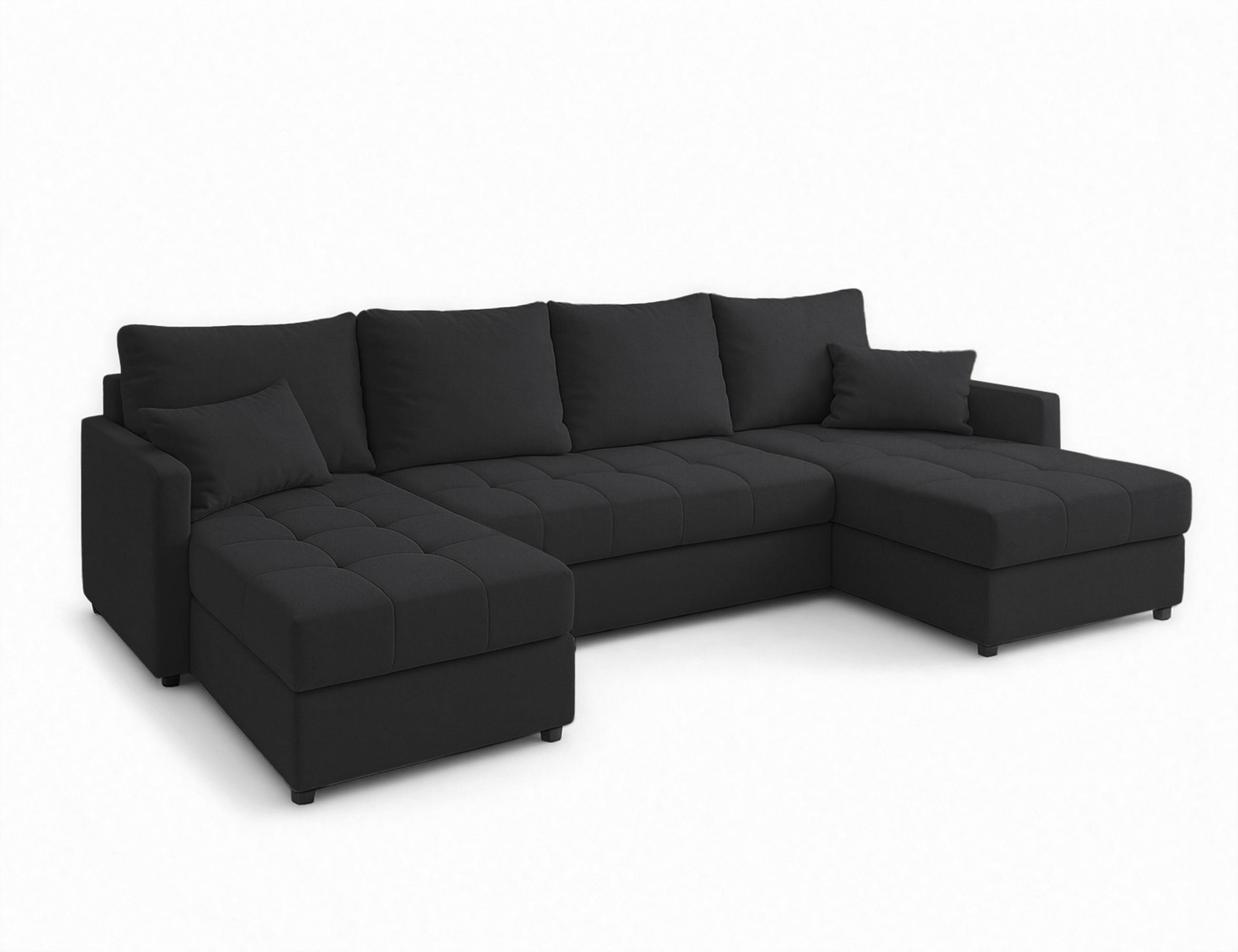 WOHNLANDSCHAFT Dolceo Schwarz 287/140/73 cm mit Bettkasten Schlaffunktion Wohnzimmer - Titanfarben/Schwarz, Kunststoff/Textil (287/73/140cm) - AX Living
