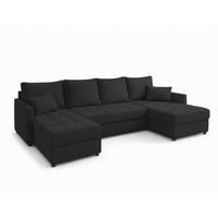 WOHNLANDSCHAFT Dolceo Schwarz 287/140/73 cm mit Bettkasten Schlaffunktion Wohnzimmer - Titanfarben/Schwarz, Kunststoff/Textil (287/73/140cm) - AX Living