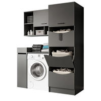 WASCHMASCHINENSCHRANK grau Set 4-teilig 155 x 196 cm, modernes Design - Schwarz/Grau, Holzwerkstoff/Kunststoff (155/196/68cm) - Inn.Furn