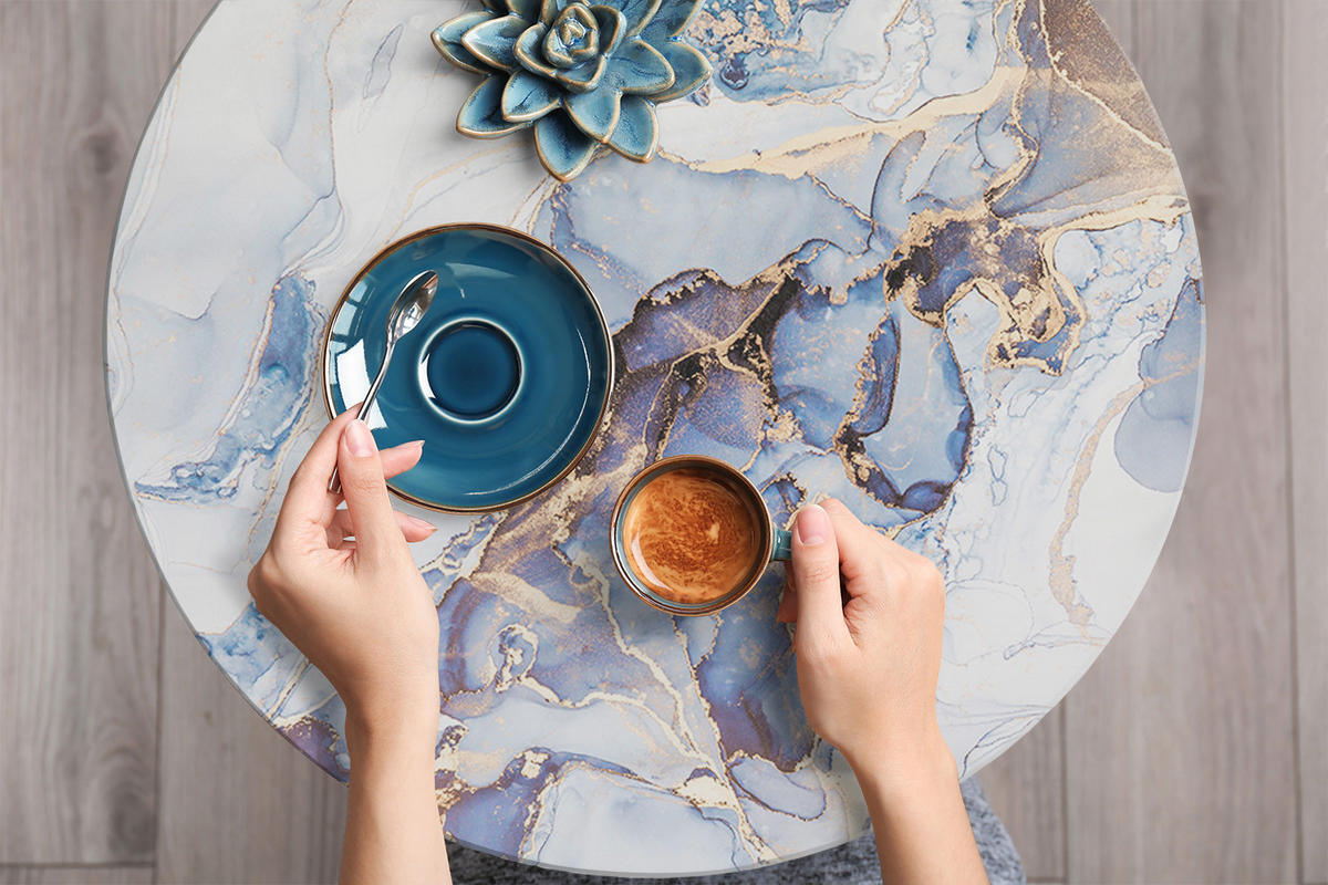 MÖBELAUFKLEBER 100x50 cm Marmorstruktur - Blau, Kunststoff (100/50/50cm) - TULUP